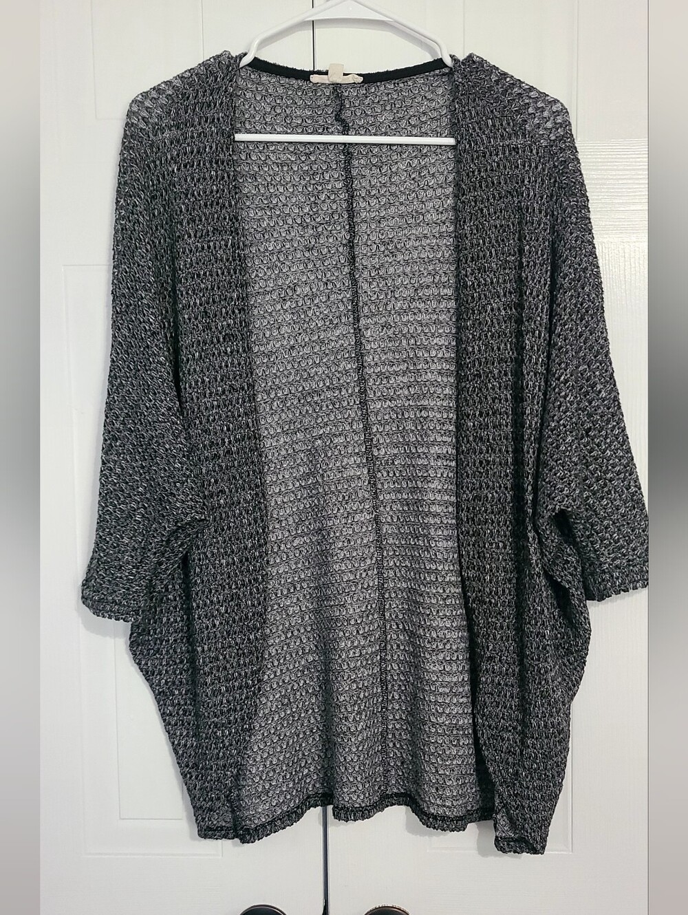 Rolla Coster Open-Front Charcoal Gray Knit Cardigan